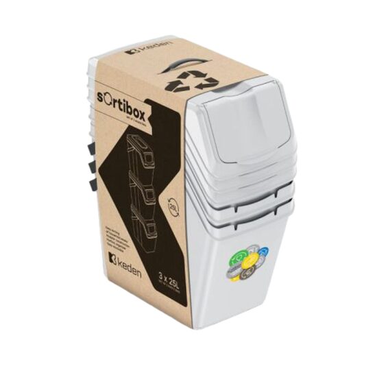 KEDEN SORTIBOX plastmasas atkritumu tvertņu komplekts 3x25L