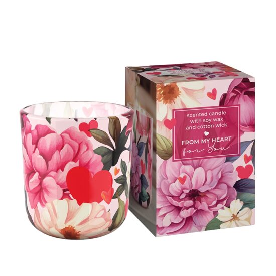 BARTEK "HEART" aromātiskā svece ar sojas vasku +/-33h