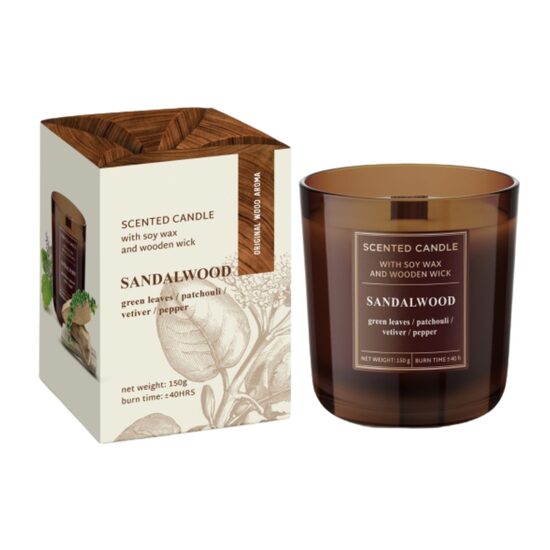 BARTEK "SANDALWOOD" aromātiskā svece ar sojas vasku +/-40h
