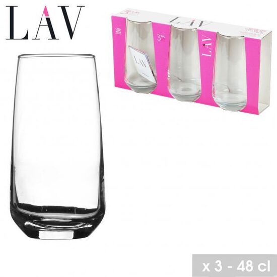 LAV stikla glāzes 3gab 480ml
