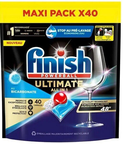 FINISH "Powerball Ultimate All in One" trauku mazgājamās mašīnas tabletes 40gab