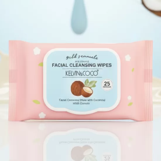 KEVIN & COCO mitrās salvetes kosmētikas noņemšanai COCONUT, 25gab