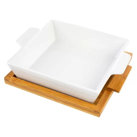 FLORINA keramikas cepamforma 26x21.5x6cm uz bambusa pamatnes