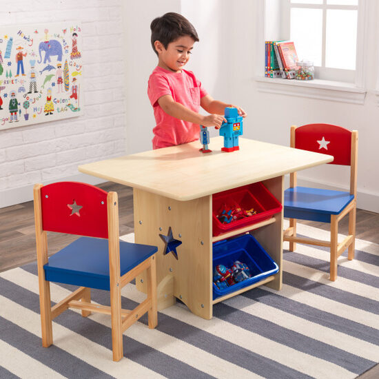 KID KRAFT koka galds ar diviem krēsliem 77x57x50cm