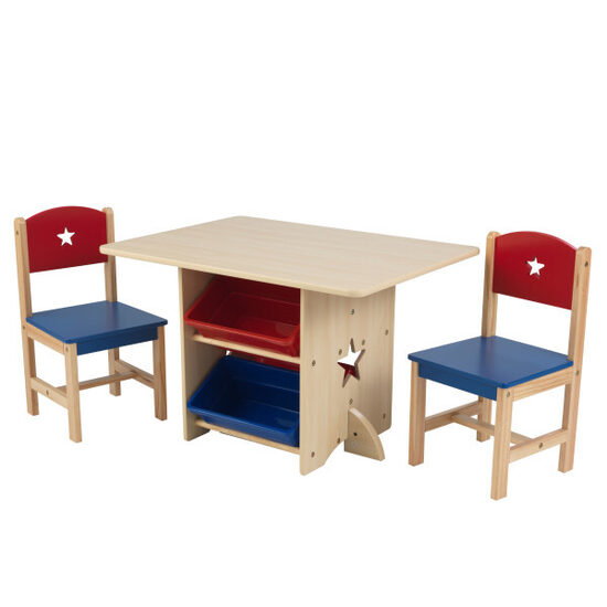 KID KRAFT koka galds ar diviem krēsliem 77x57x50cm