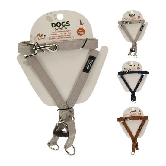 DOGS pavada 120cm un iemaukti: S izm.: (35-50cm)x1.5cm; L izm.: (44-60cm)x2cm